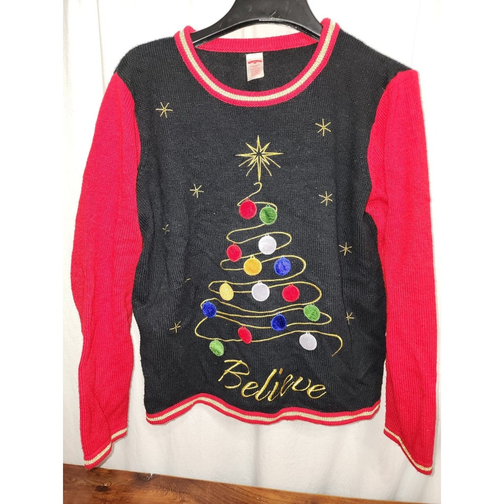 Christmas‎ Sweater Holiday Time XXL 2X Believe Christmas Tree